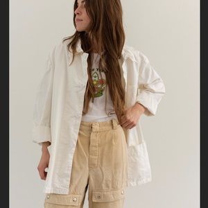 RAWSON Vintage White Cotton Chore Coat | Italian Jacket Workwear | L